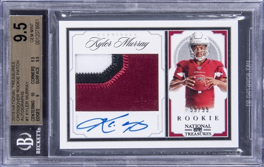 2019 Panini National Treasures Crossover Rookie Patch Autographs #CRS-KM Kyler Murray Signed Patch Rookie Card (#59/99) - BGS GEM MINT 9.5/BGS 10